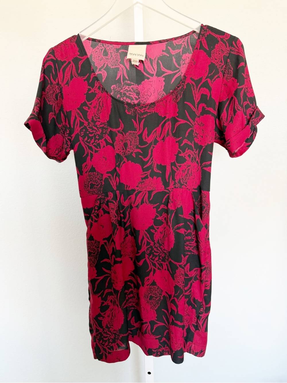 Anthropologie Yaya Nom de Plume Floral Mini Dress With Pockets in Black Red - Picture 2 of 6